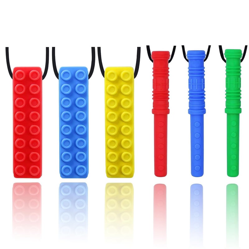GNAWRISHING Chew Necklace by GNAWRISHING 6-Pieces Perfect for Autistic, ADHD, SPD, Oral Motor Children, Kids, Boys, and Girls (Tough, Long-Lasting) - Image 1